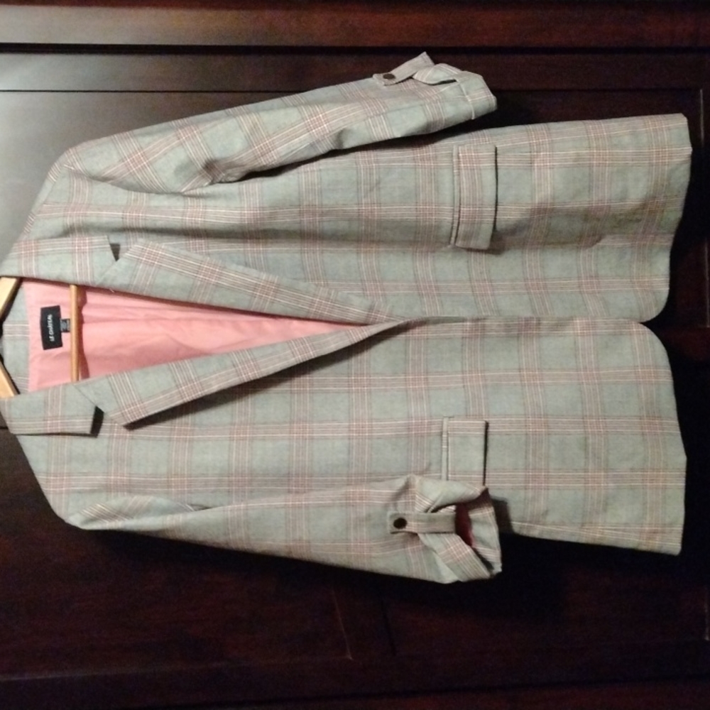 Le Chateau Pink and Grey Plaid Blazer